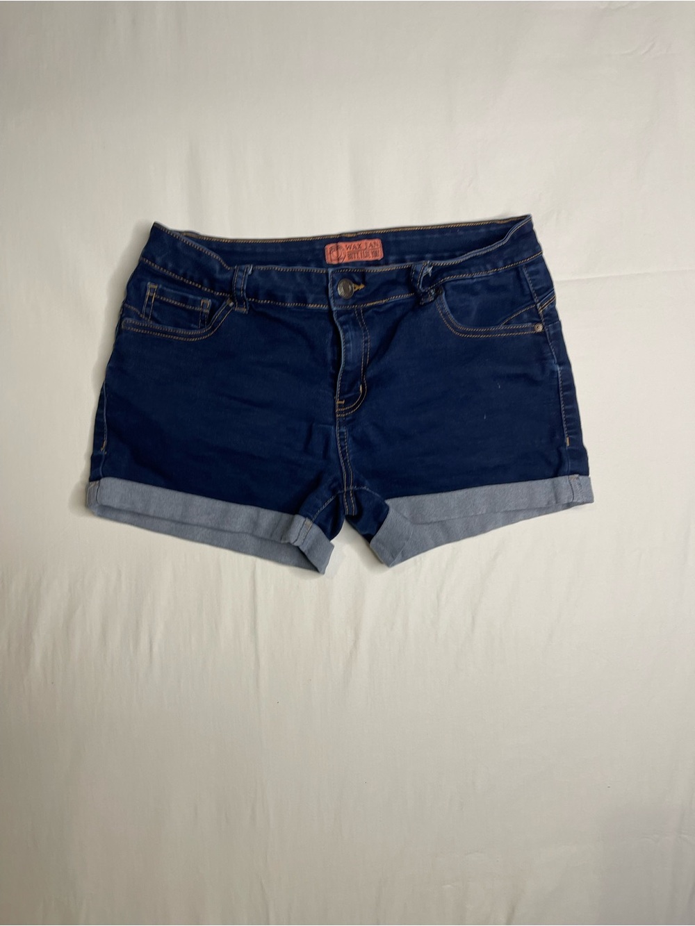 Wax Jean Navy Blue Roll-Cuff Denim Shorts
